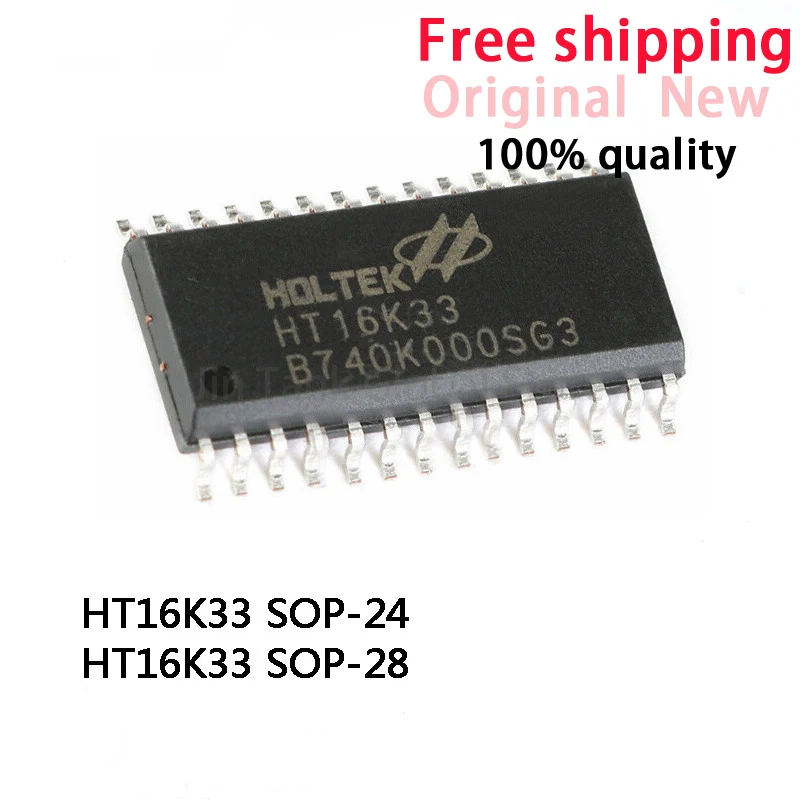 10Pcs New Original HT16K33 SOP-28 SOP-24 RAM mapped 16*8 LED controller driver IC Chip In Stock Free Shipping Wholesale