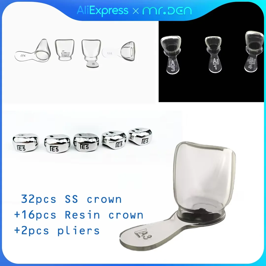 5pcs Pre Formed Stainless Steel Crowns Temporary Dental Oral Molar Crowns for Children