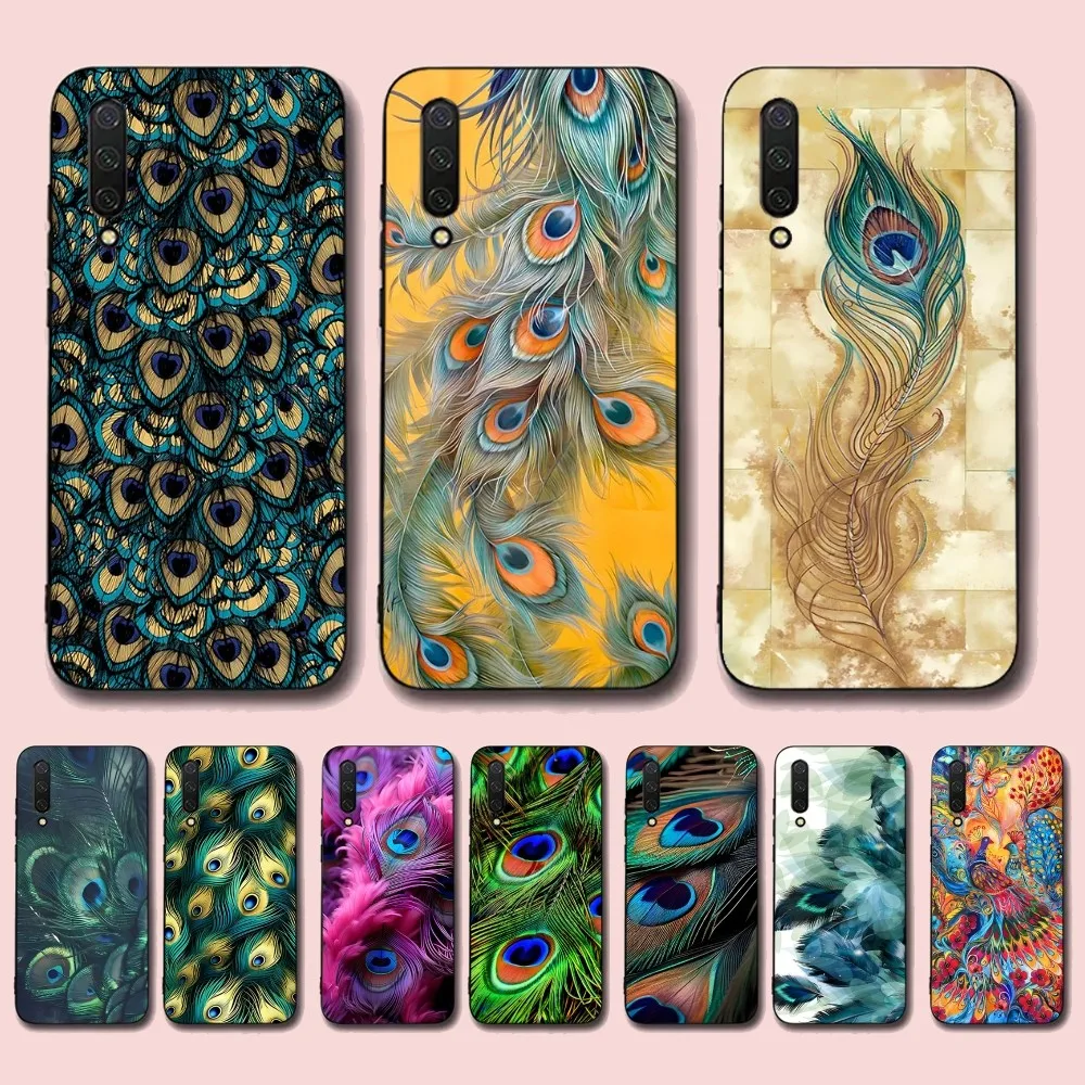 Peacock Feather Phone Case For Xiaomi Mi 5X 8 9 10 11 12 Lite Pro 10T PocoX3pro PocoM3 Note 10 Pro Lite