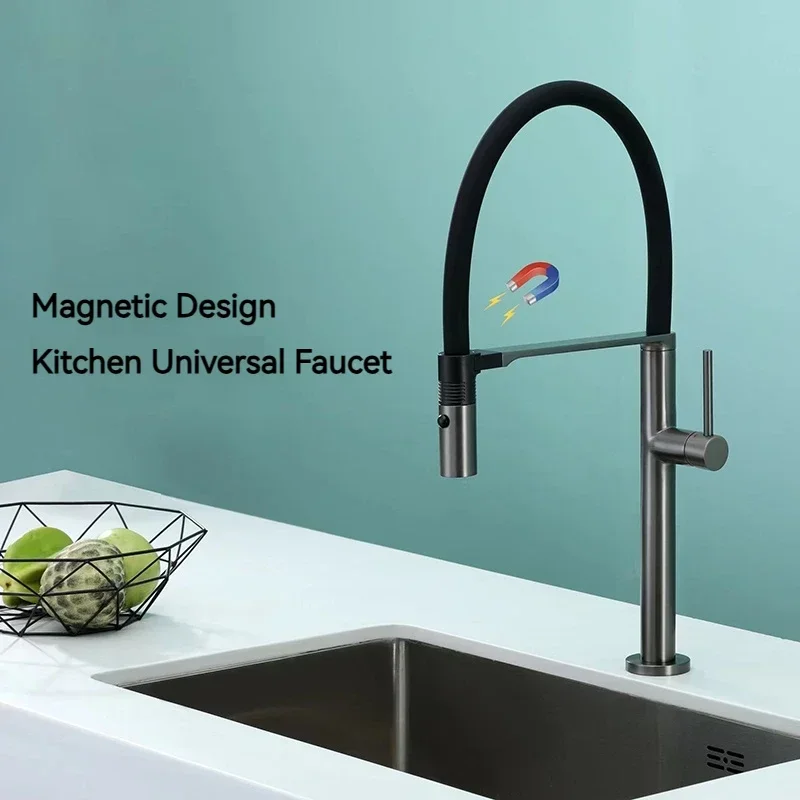 Contemporary Design Kitchen Accessories Hot and Cold Water Mixing Basin for Washing Dishes Pull-out Kitchen Faucets Swivel Taps