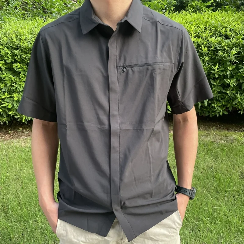 Business Outdoor Short Sleeve Shirt Breathable Quick Dry Standard Fit Casual Style Polyester Fiber Spring Season Men's Shirt