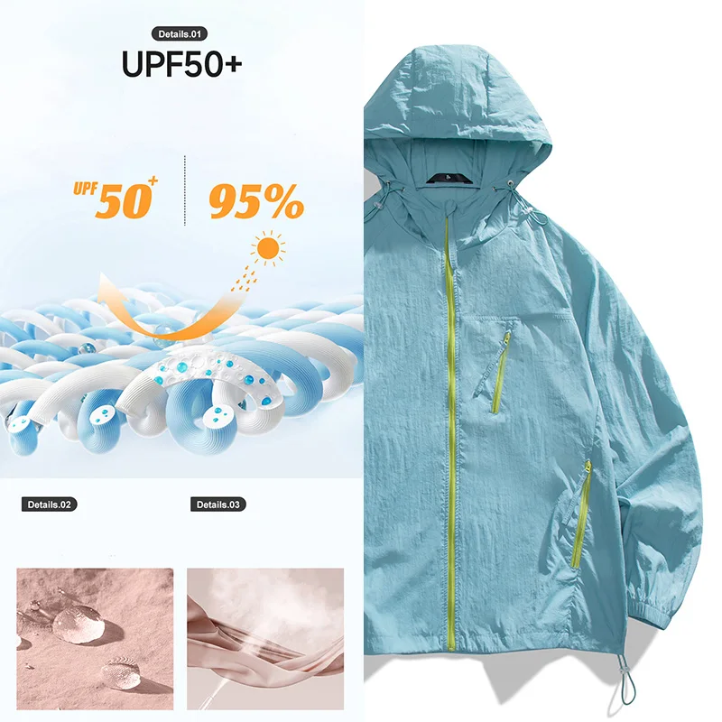 

Summer Windbreaker Men's Jackets Sun Protection Coats Ice Silk UV Protection Clothing Couple Hooded Windbreak Jacket Women Coats