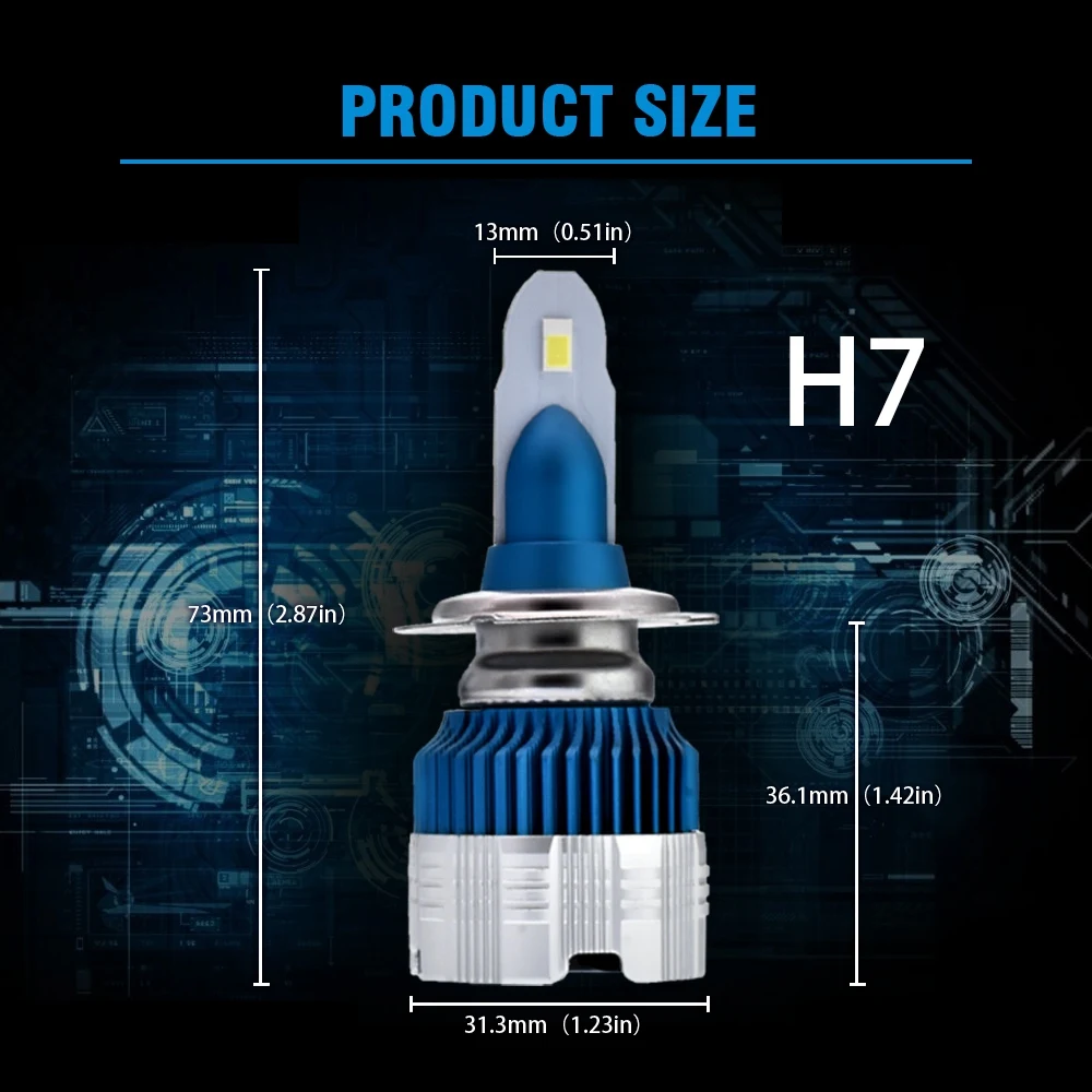 2Pcs Mi2 Series 6000K H7 Auto M2 Car Headlight Bulbs Csp Car Bulbs Led Chips 50W 6000Lm Car Styling Led Automotivo