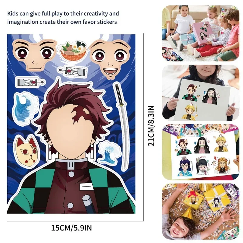 

8pcs Demon Slayer Anime Puzzle Stickers Set Tanjirou Nezuko Zenitsu Characters DIY Assembly Fun Birthday Gift for Boys & Girls