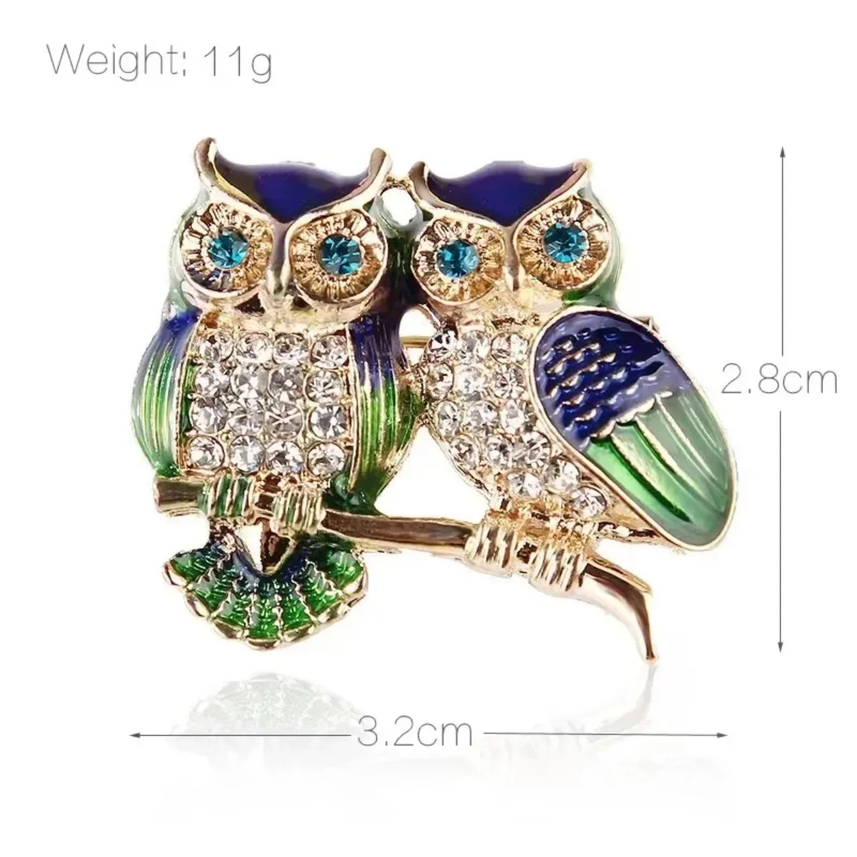 Trendy Doppel Eule Broschen Zirkon Brosche Abzeichen Pin Vogel Tier Party Casual Anzug Dekoration Abzeichen für Frauen Corsage Geschenke – Detail 2