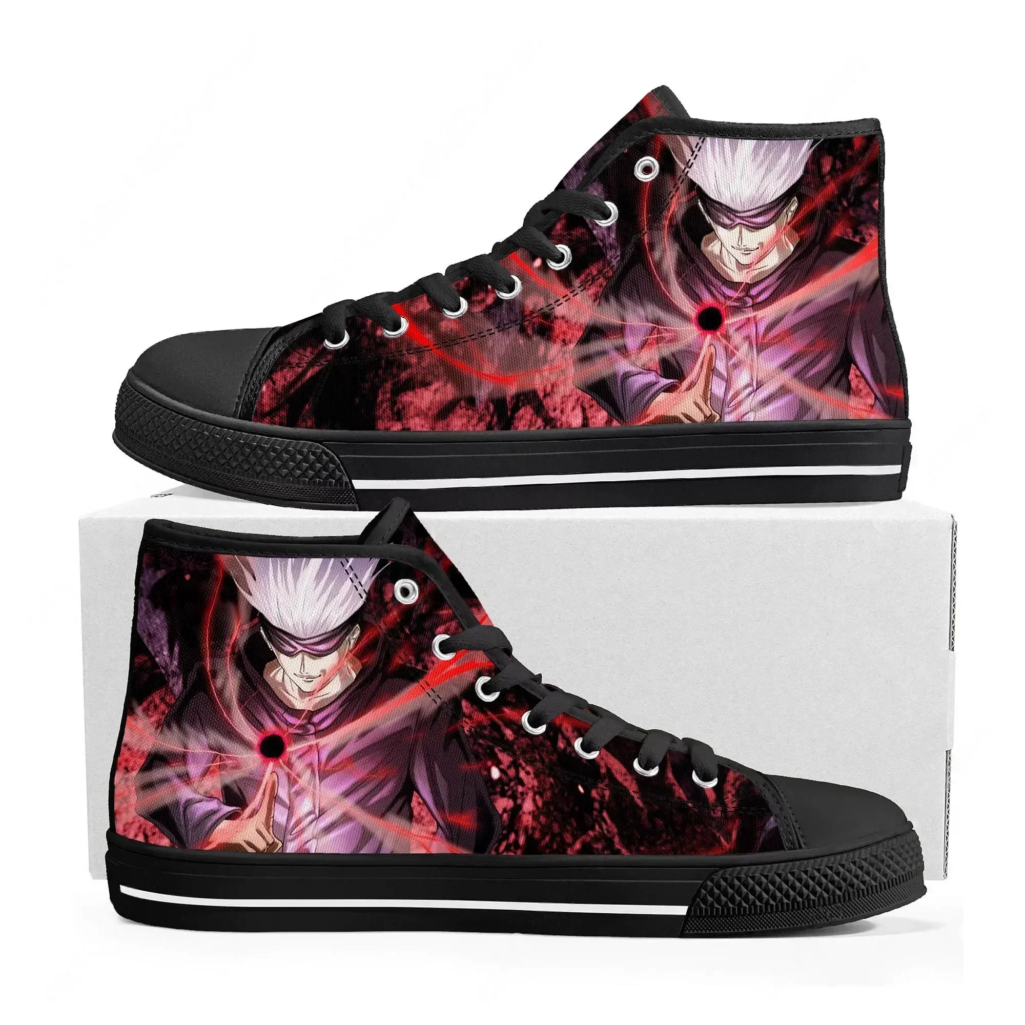 Satoru Gojo Jujutsu Kaisen High Top Sneakers Mens Womens High Quality Canvas Sneaker Casual Couple Shoes Custom Shoe