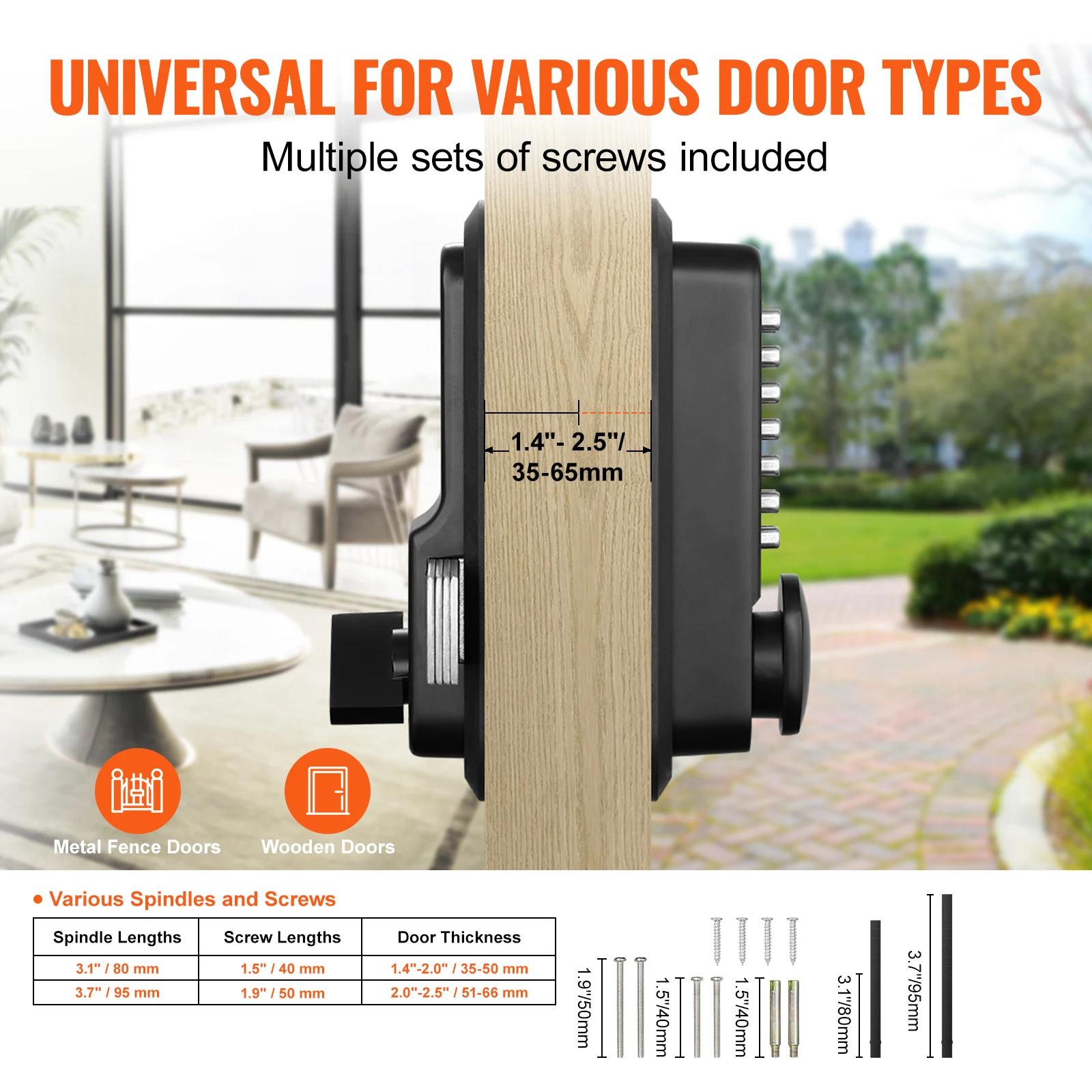 VEVOR Mechanical Keyless Entry Door Lock 14 Digit Keypad Surface-mounted Latch