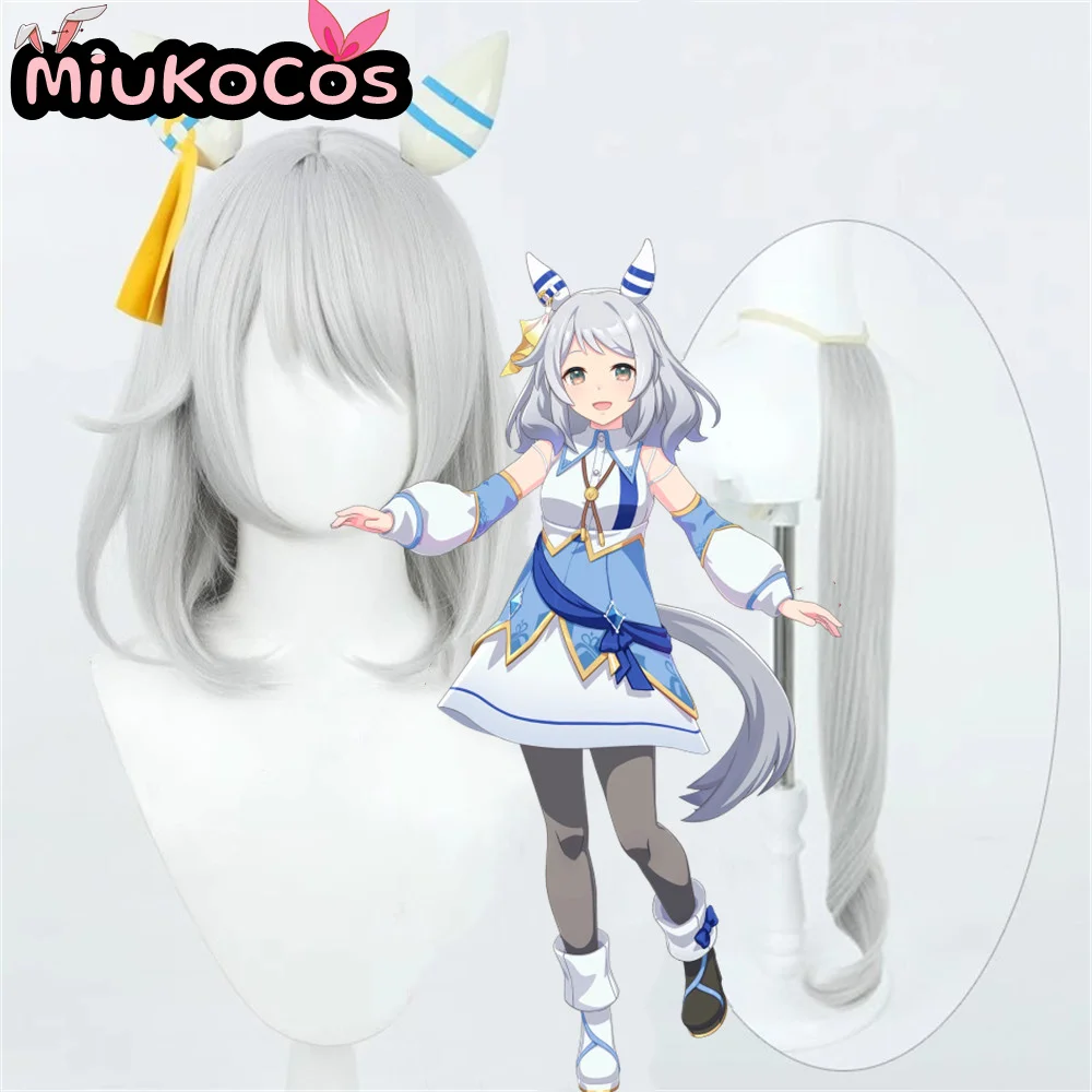 

В НАЛИЧИИ Имеютシ Ary AFPクル Хиши Чудо Косплей Парик С Ушками и Хвостом Миуко Косплей Игра Umamusume:Pretty Derby Косплей Серые Волосы