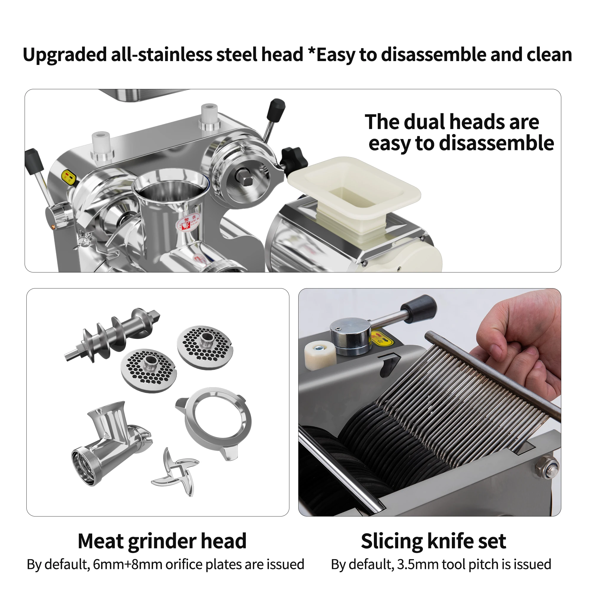 Comercial CE Approved 1800W Domestic Automatic Multifunctional Meat Grinders Slicers Sausage Grinder Machine