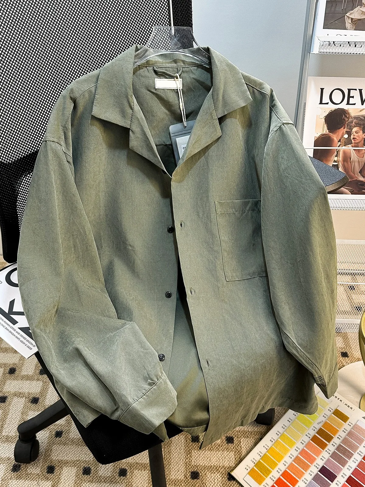 

Casual Men's Long Sve irt Spring Autumn Pure Color Hong Kong Sle Loose Fit Youthful Trend Travel Suitable irt