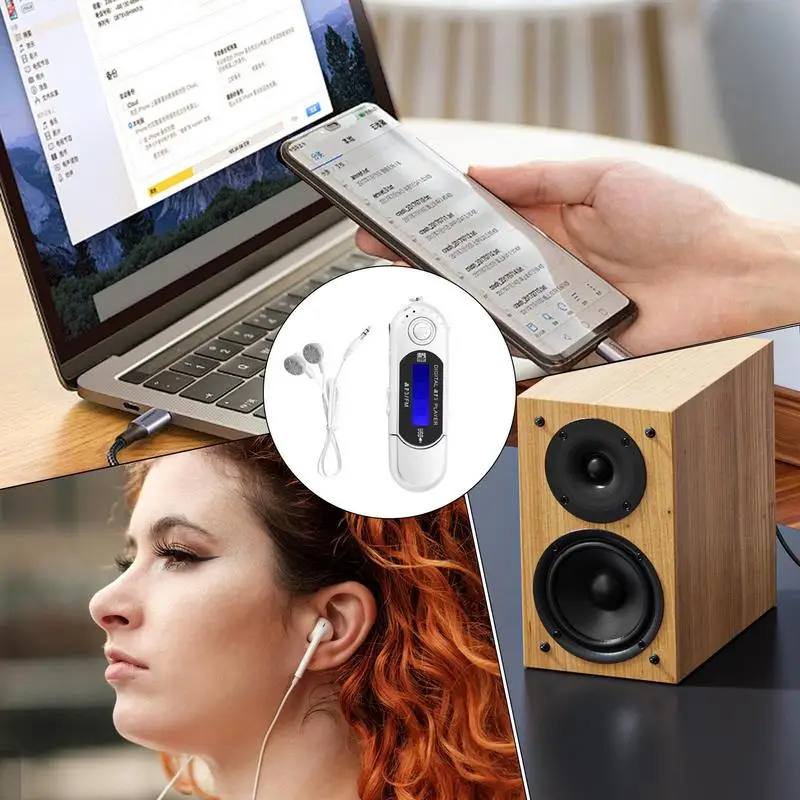 MP3-плеер с батарейным питанием, цифровой MP3-радио, USB-автомобильный музыкальный плеер с экраном дисплея для кемпинга, кухни, ежедневного использования