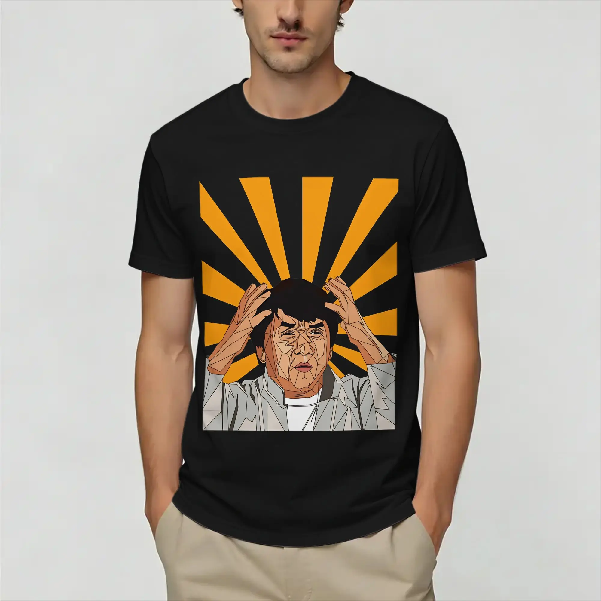 Men Jackie Chan Drunken Masters T Shirts  100% Cotton Clothing Funny Short Sleeve Crew Neck Tees Plus Size T-Shirt