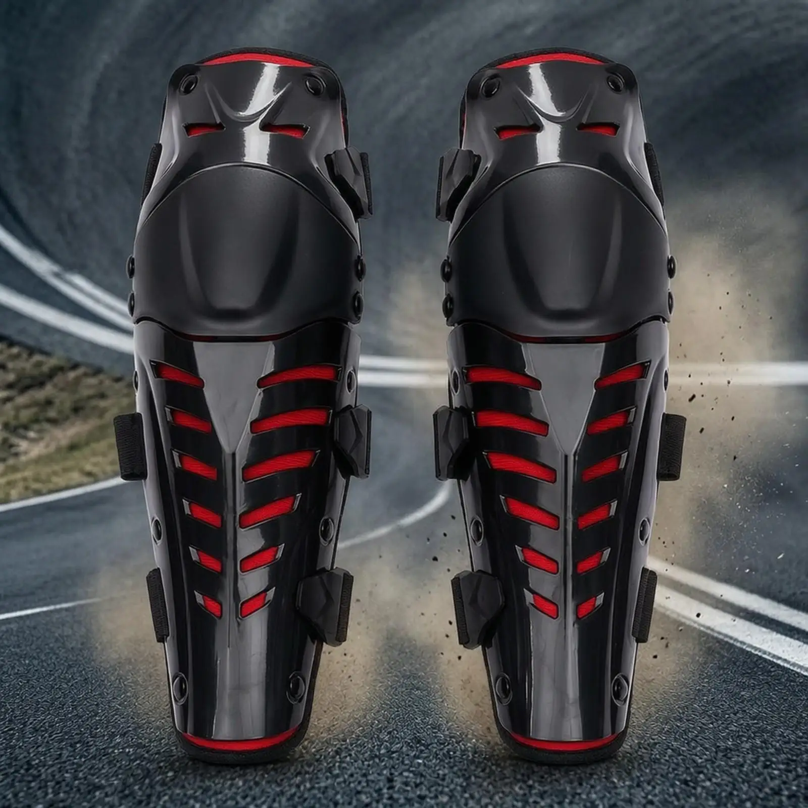 Shock Absorbing Knee Guard with Articulated Design and Breathable Padding for Motorcycle Off Road Biking Outdoor Fun 4