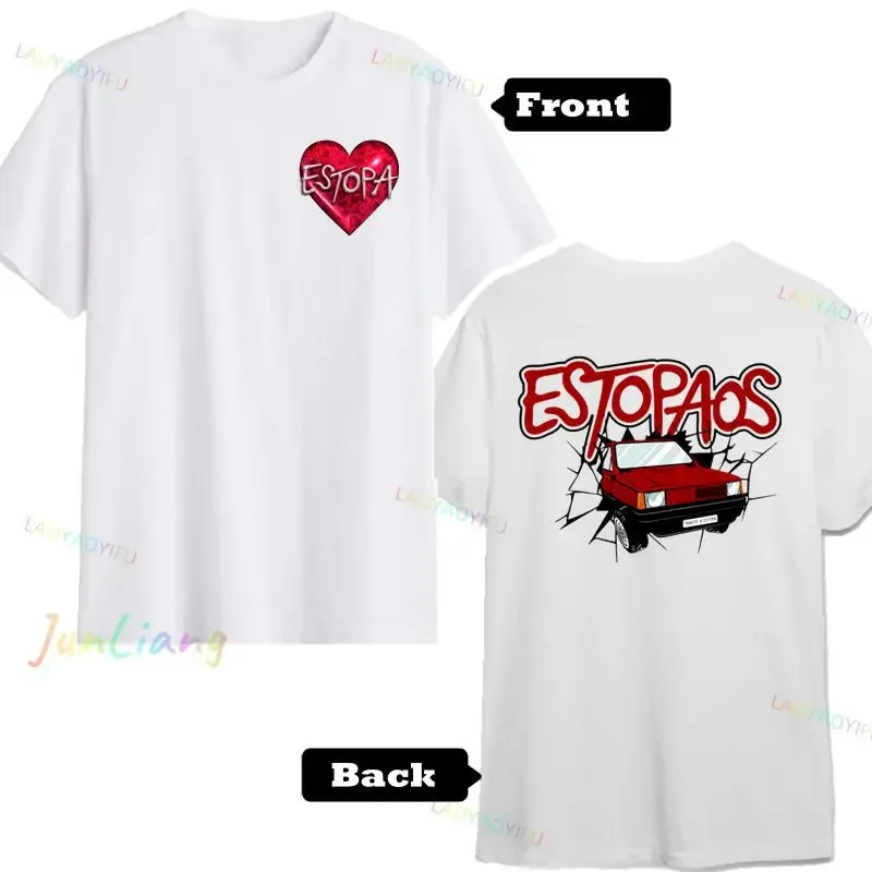 Estopa الهيب هوب مجموعة الموسيقى شعار الرجال خمر قصيرة الأكمام طاقم الرقبة تي شيرت خمر موضة قميص غير رسمي ملابس للجنسين #2