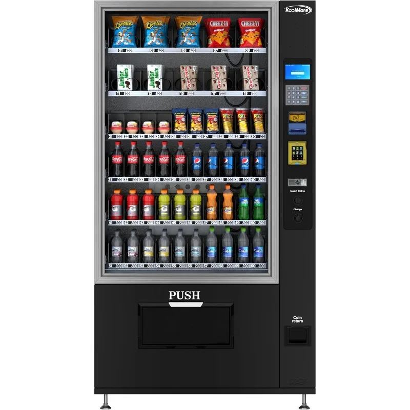 Customized Refrigerated Snack Vending Machine with 60 Slots, Bill Acceptor and Credit Card Reader in Black