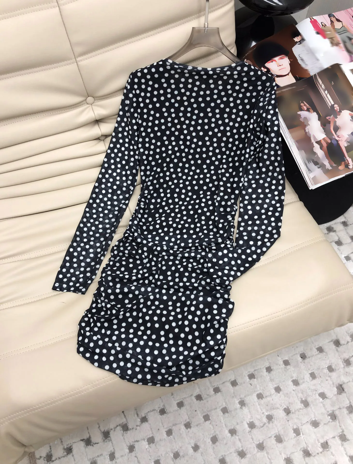 2024 Women's Clothing Elegant printed polka dot pleated craft dress Spring Summer New No.19