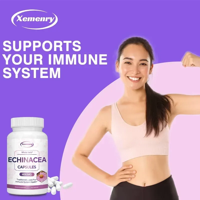 Echinacea Capsules 400 Mg - Supports Traditional Immune and Respiratory Health and Promotes Wound Recovery