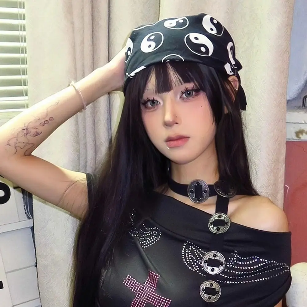 

Retro Sweet Leopard Print Headscarf Star Chest Scarf Y2k Print Turban Headband Neckchief Punk Bandana Outdoor