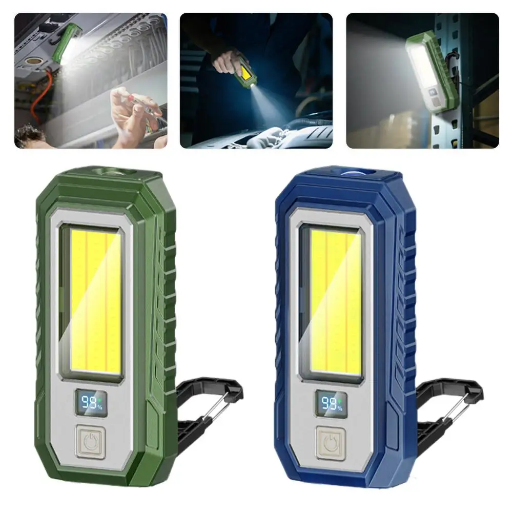 مصباح عمل LED قوي COB مقاوم للماء بقاعدة مغناطيسية 180 ° أضواء كاشفة قابلة للطي لإصلاح الطوارئ للتخييم مع خطاف #1