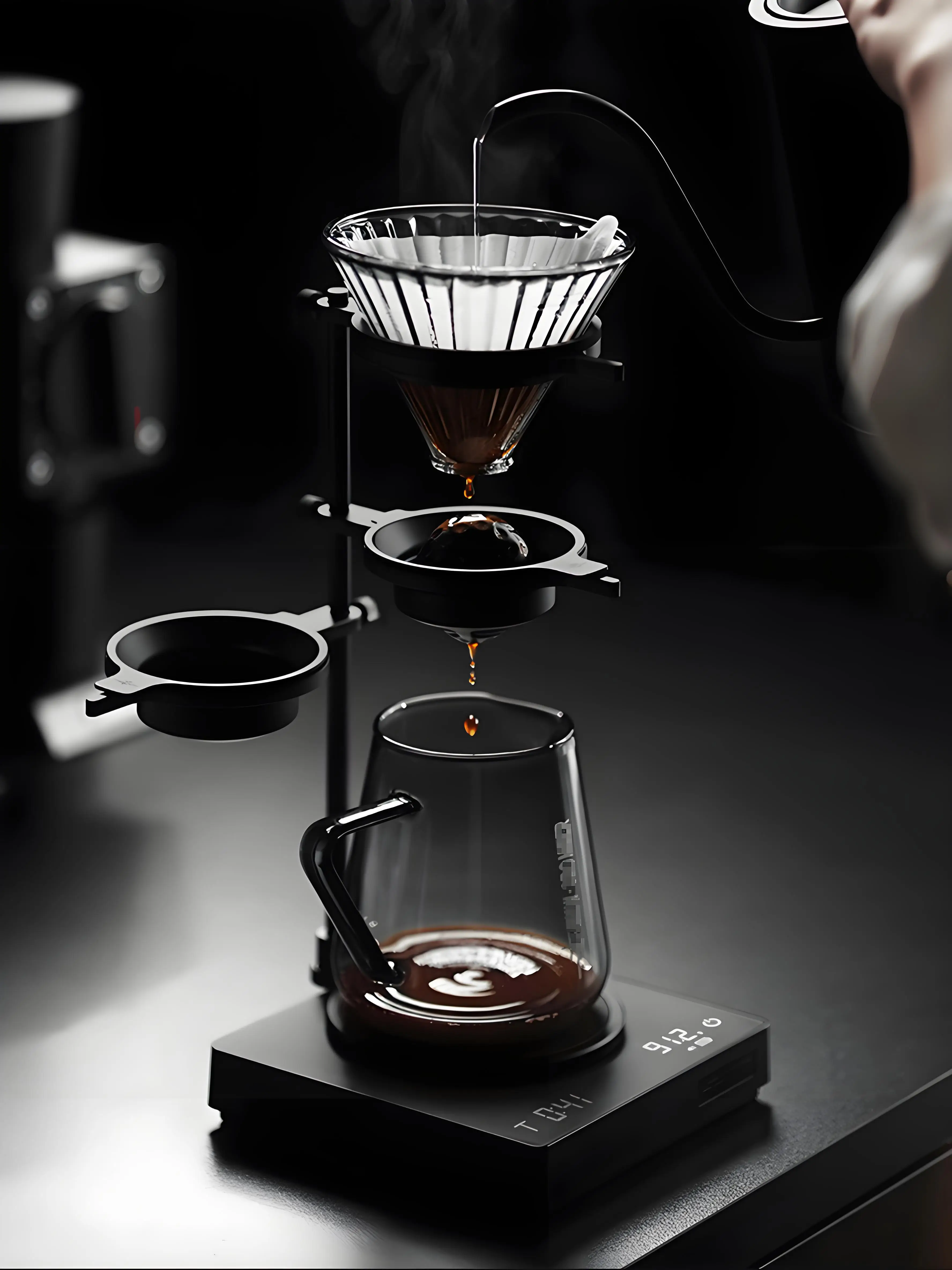Pour Over Coffee Stand Adjustable Coffee Dripper Stand with 2 Pcs Espresso Cooling Ball, Aluminum Alloy Coffee Maker Holder