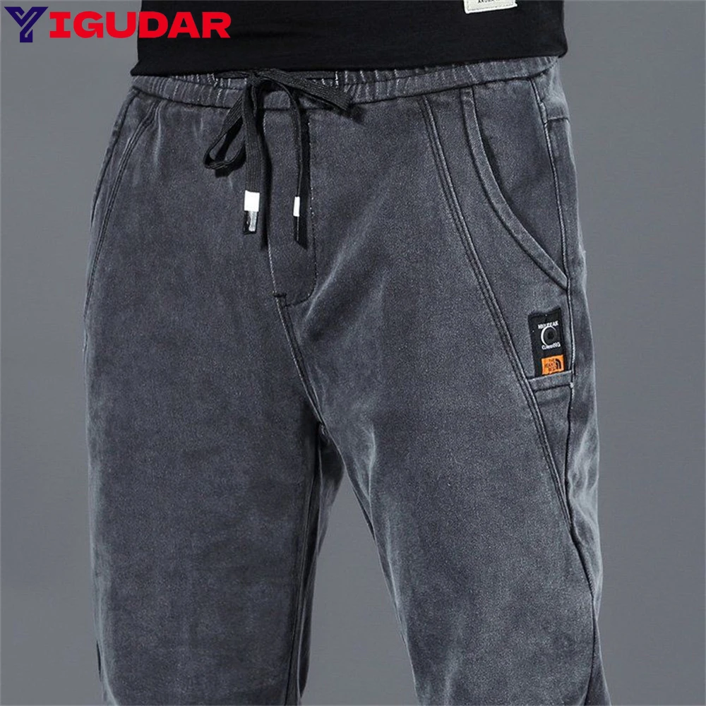 Hip Hop Harem Jeans Pants Men Loose Joggers Denim Casual Sweatpants Ankle Length Trousers Streetwear Male Clothes baggy jeans