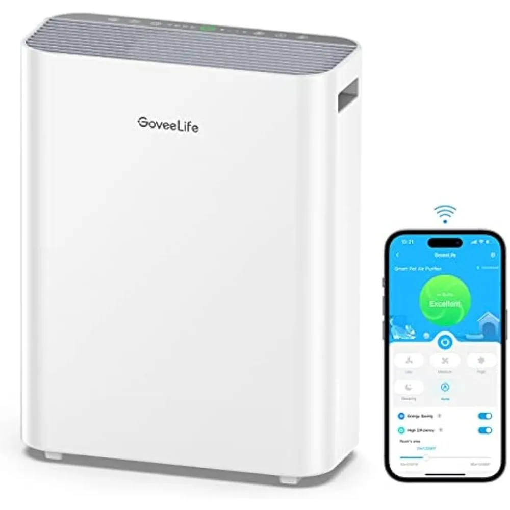 Smart Air Purifiers for Home Large Room, H13 True HEPA Air Purifiers for Pets with PM2.5 Sensor, Air Quality Index for 99.97%