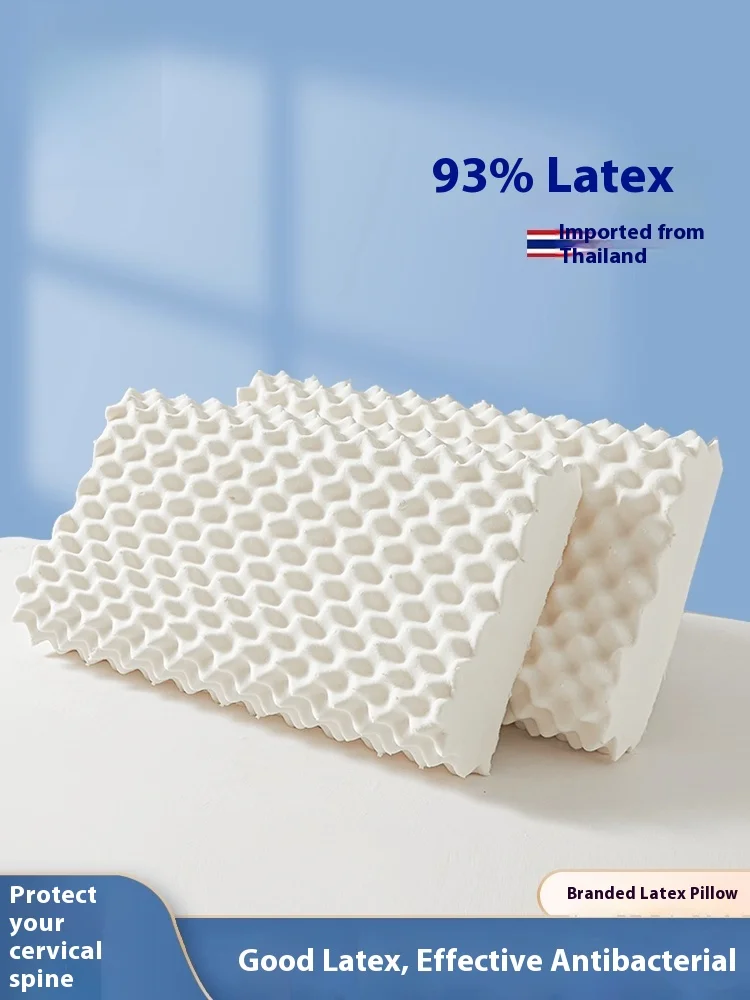 

Thai Natural Latex Pillow Orthopedic Cervical Support Pillow for Adults Students Home Dorm Hypoallergenic Breathable Better Slee