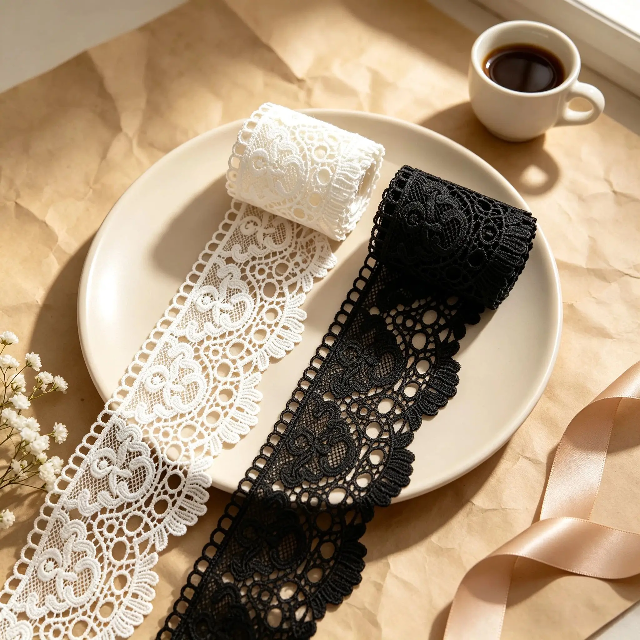 Retro embroidered lace ribbon, 3.15 inches wide, lace decorative craft, suitable for DIY embroidered bed skirt lace