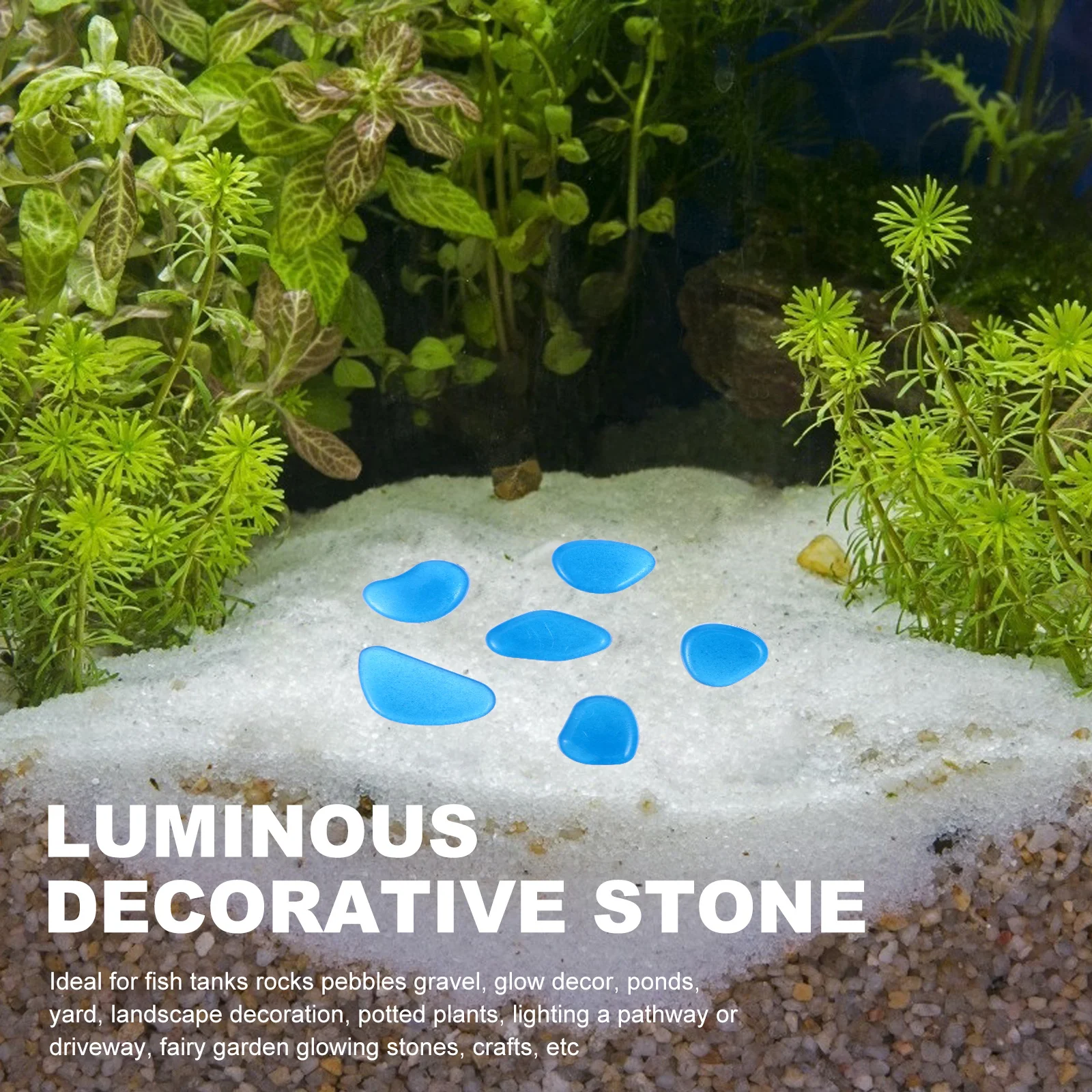 

100Pcs Night Luminous Garden Pebbles Rocks Fish Tank Decor Glowing Pathway Aquarium Stone Fish Tank Stone
