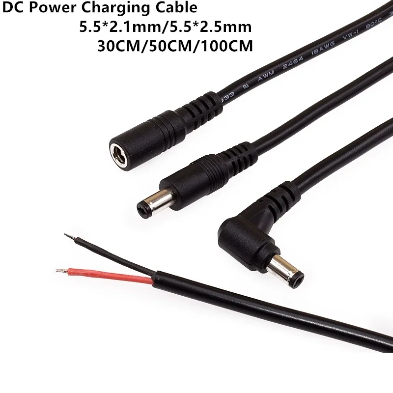 Dc5.5 X 2.1 Power Plug Male Female 2.5mm 5.5 * 2.1mm Cctv Adapter Connector Cable Extension Cords 12v Surveillance Camera