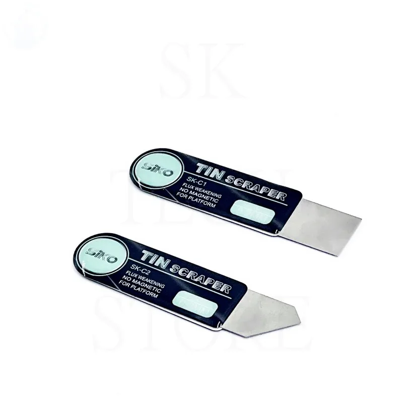 SIKO Phone Repair Tool Ultra Thin Tin Spatula BGA Reballing Scraper C1 C2 Wear-Resistant Glue Remover Flat Oblique Mouth Blade