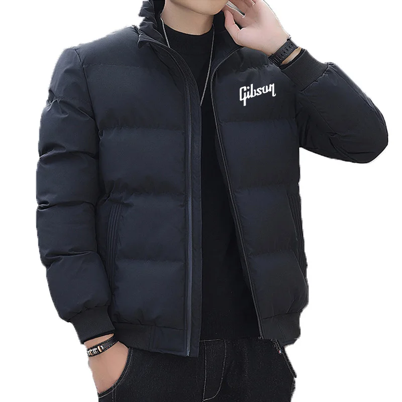 2024 GIBSON Winter Coat Men\'s Warm Casual Jacket Down Cotton Filling Zipper Shirt Stand up Collar Hat Letter Printed ParkerVersa