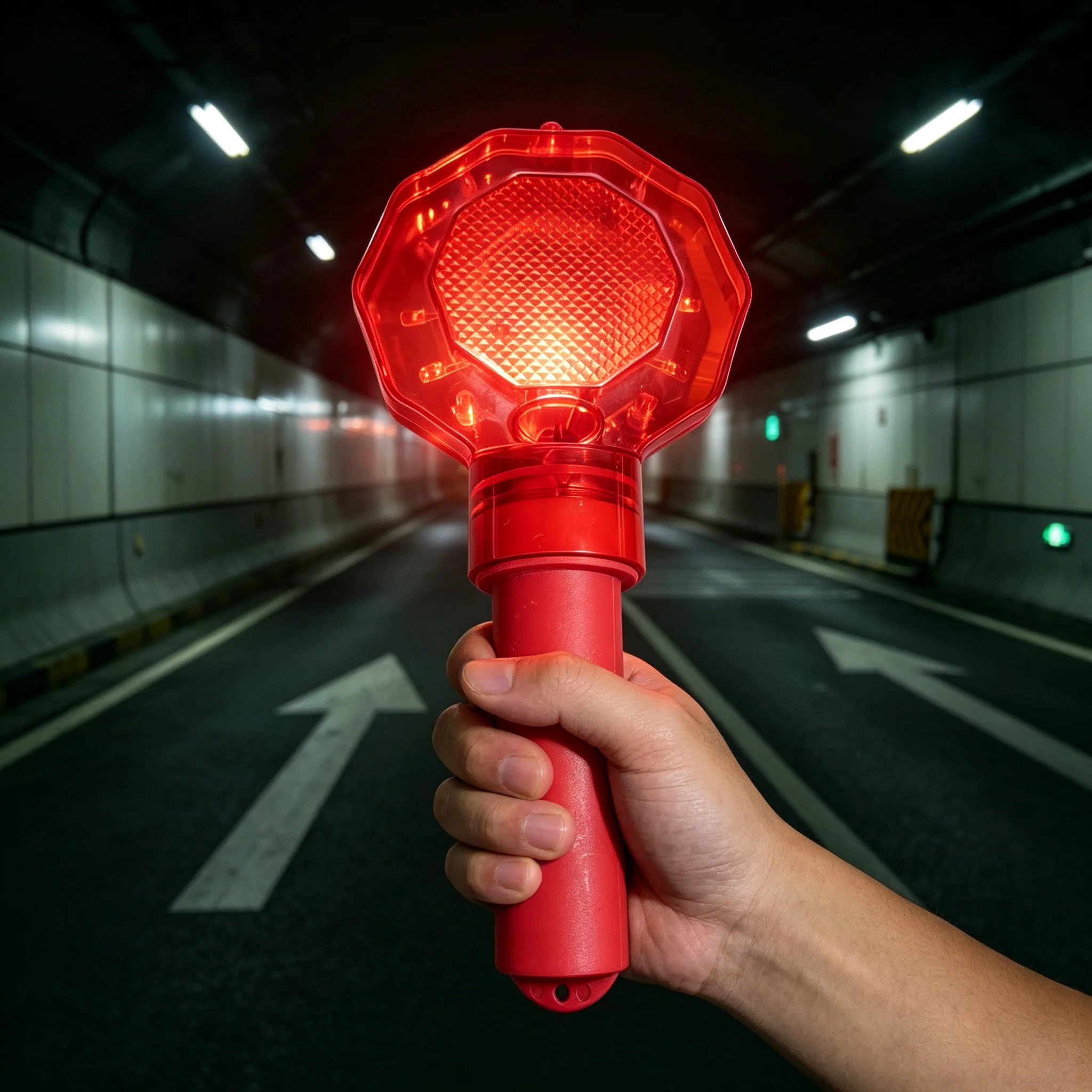 Red Handheld LED Strobe Warning Light Flashing Construction Safety Light Road Barricade Traffic Light Plastic Waterproof
