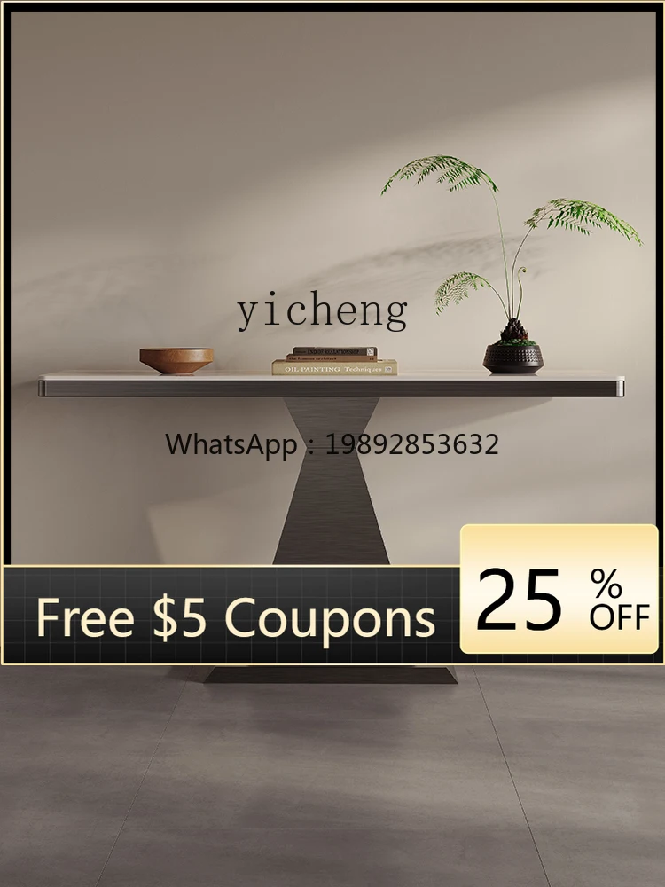 

AA Stone Plate Console Light Luxury Corridor Aisle a Long Narrow Table Side View Foyer Console Tables