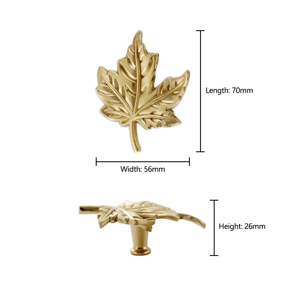 Maple Leaf Brass Cabinet Knobs Gold Palm Leaf Drawer Pulls Home Decor Dresser Knobs Ginkgo Leaf Closet Door Handles Unique Pulls