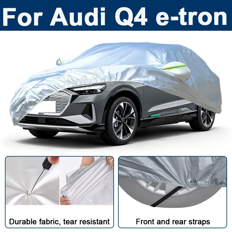 

Outdoor Full Car Cover For Audi Q4 e-tron with Reflective Strips Waterproof Snowproof Dustproof UV Protection Auto Accessory