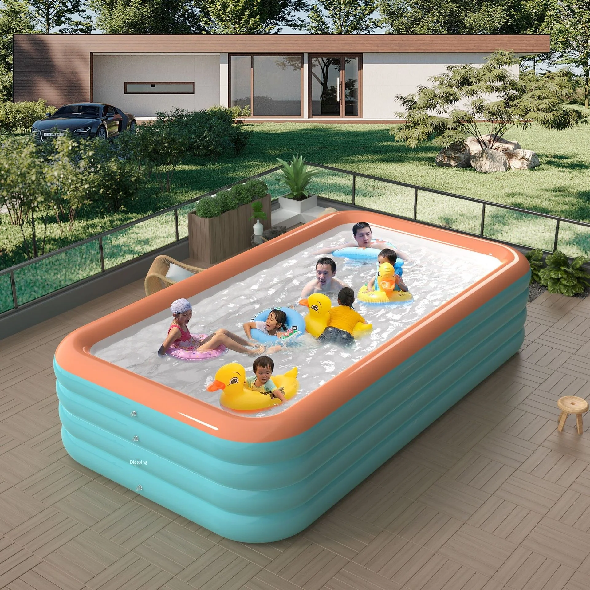 Inflatable swimming pool -large-sized extra-large thick-walled suitable for adults outdoor family and children's water play area