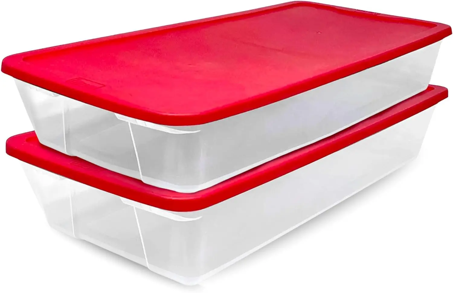 

Clear Plastic Storage Bins with Lids, 41 Quart Red - Stackable Organizers for Christmas Decor, Gift Wraps, Crafts