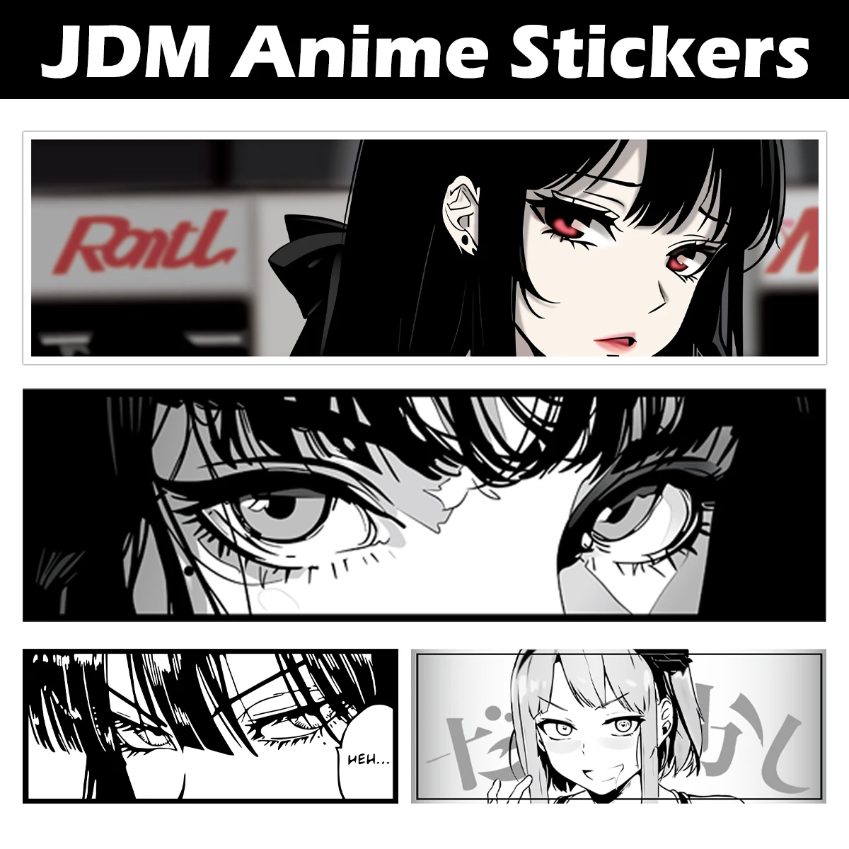 AliExpress NONE JDM Anime Girl Peeking Eyes Reflective Motorcycle Stickers Moto Motor Bike Scooter Body Fuel Tank Helmet Vinyl Decal Accessories