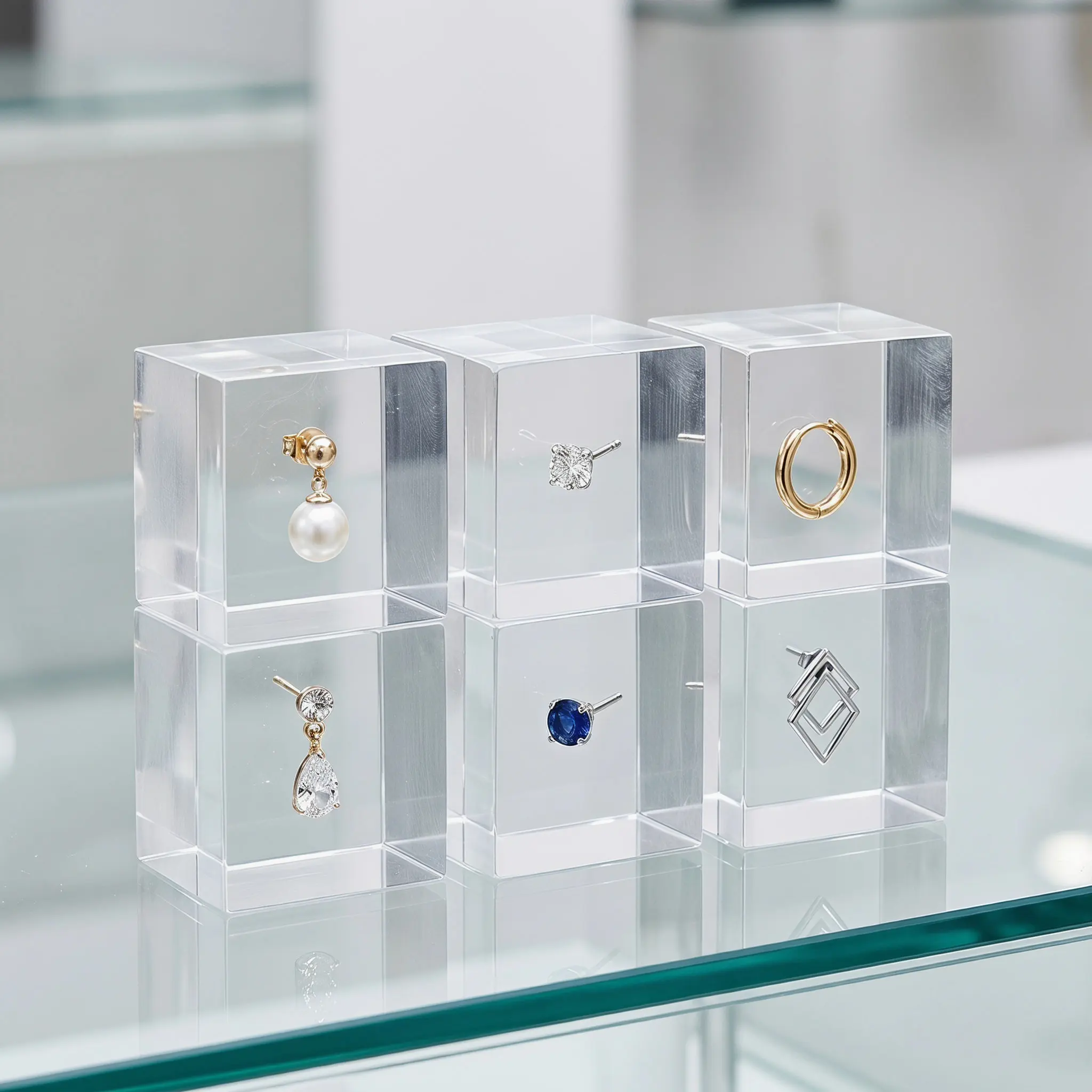 10Pcs Acrylic Display Cube Clear Square Block Riser Jewelry Photography Showcase Party Decoration 1x1x1 Inch Transparent Display