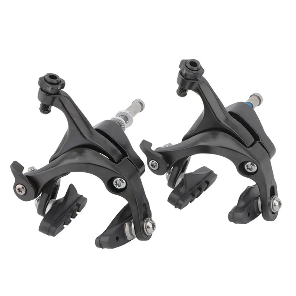 Front and Rear Road Bike Dual Pivot Calipers With Brake Pads Black C Brake Caliper Universal Aluminum Alloy Side Pull Caliper