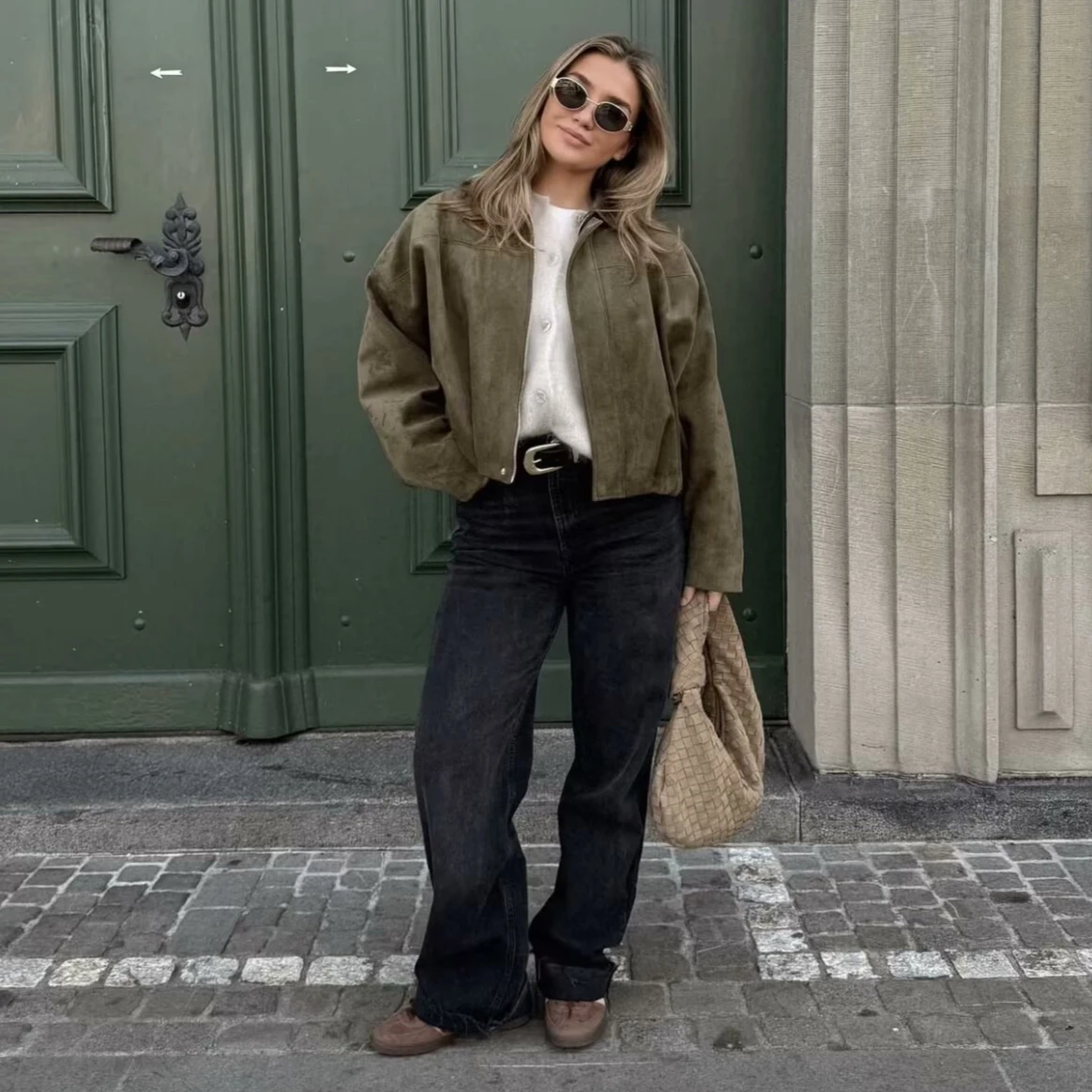 Suninheart automne femmes surdimensionné Bomber vestes 2025 mode élégant lâche velours tenues veste pour fête Club vert manteaux