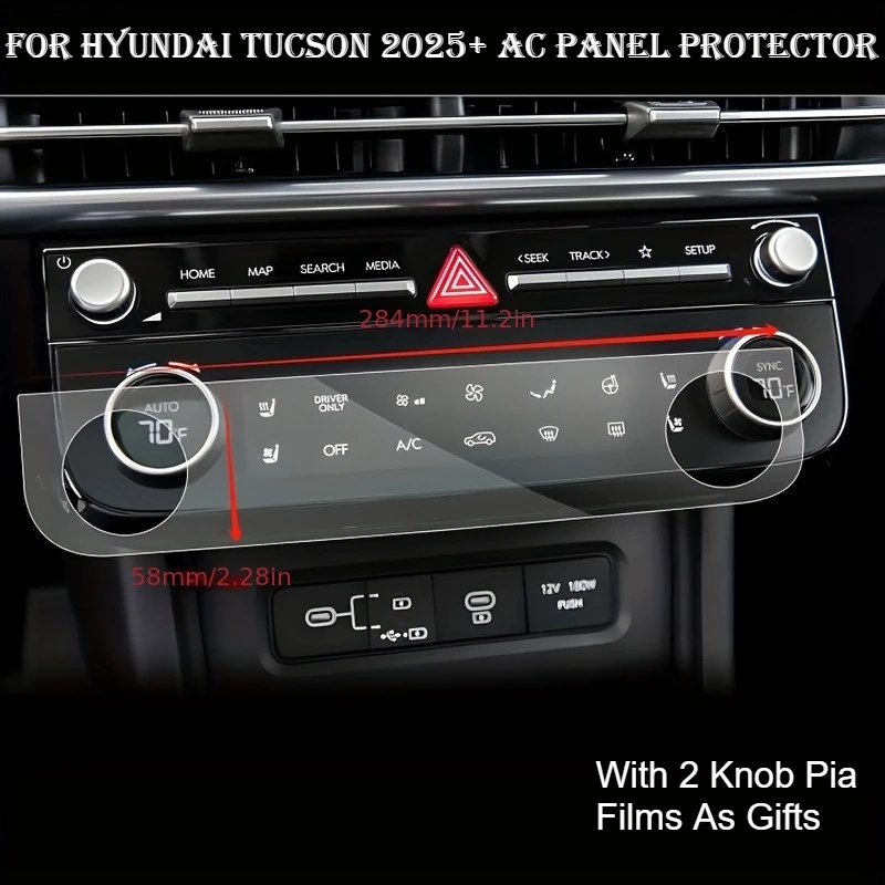 

AC Panel Tempered Glass Protective Film With 2 Knob Pia Films For Hyundai Tucson 2024 2025 Car Air-Conditioning Screen Protector