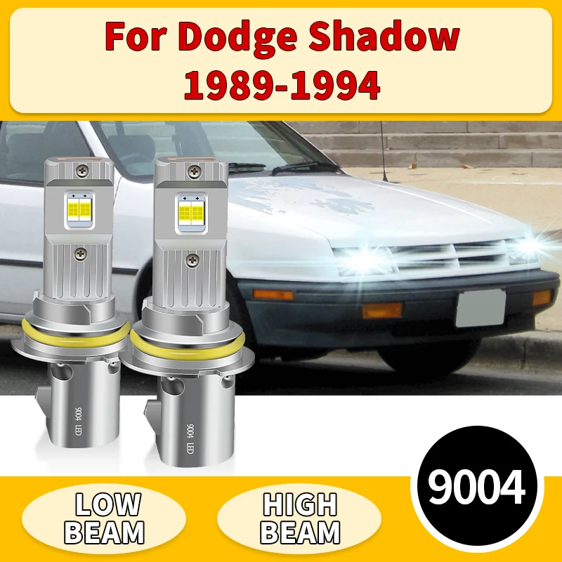 

2PCS 9004 HB1 LED Headlight Bulbs For Dodge Shadow 1989 1990 1991-1994 White High Low Beam Plug & Play 12V Auto Canbus with Fan