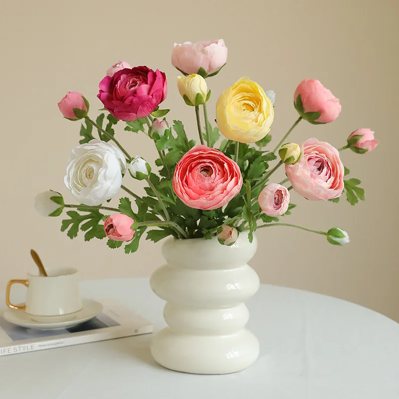 5 teil/los künstliche Beflockung feuchtigkeit spendende Pfingstrose Tau Lotus echte Berührung Blumen Braut strauß Hochzeits feier Wohnkultur gefälschte Blumen – Detail 1