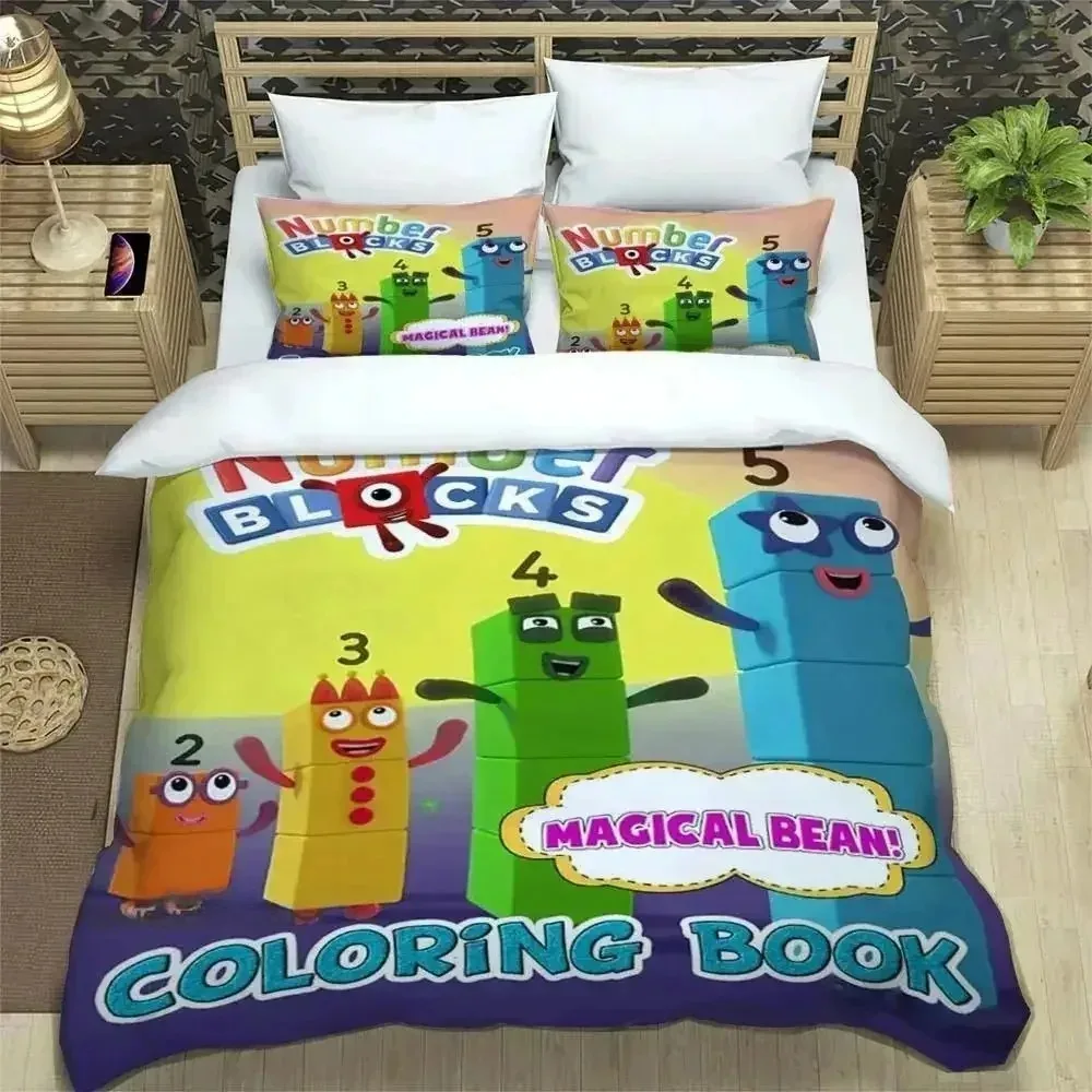 Duvet Cover Pillowcase Bedding Set Cartoon N-Number-Blocks Adult Boy Bedroom Decoration Children Gift Single Double Large Size