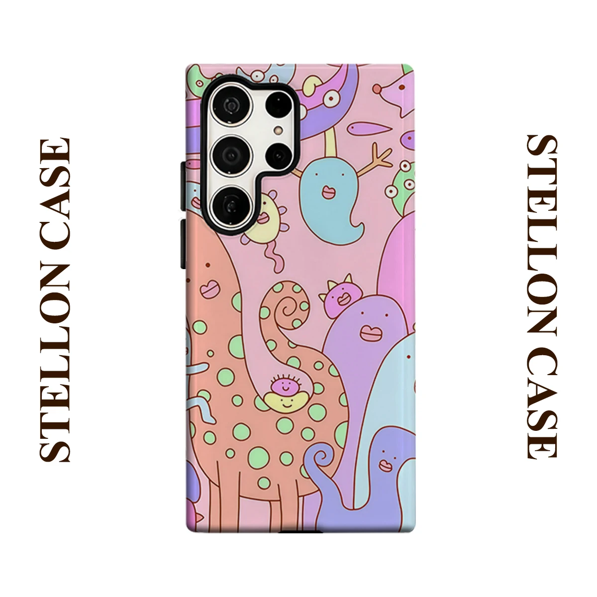 Cute Monster For Samsung Galaxy Phone Case S23 S20 S25 FE S24 Plus S26 Ultra 2-IN-1 Shockproof Bumper Hard PC