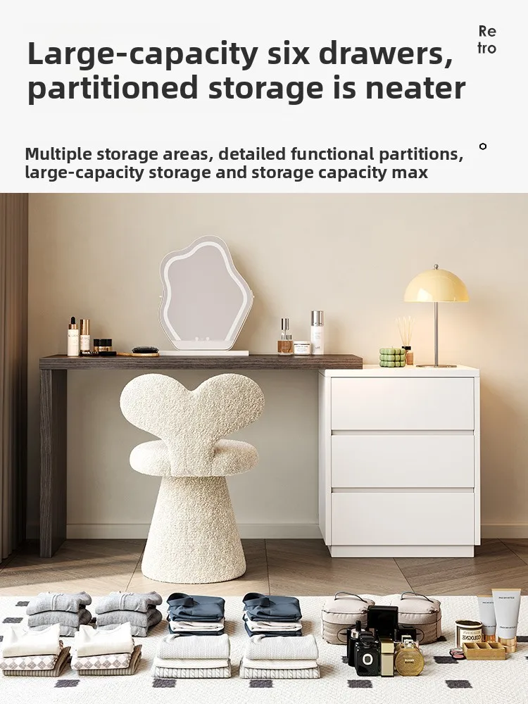 

Solid Wood Dresser, Chest of Drawers Integrated, Painted Simple Storage Cabinet, Dressing Table Bedroom Combination