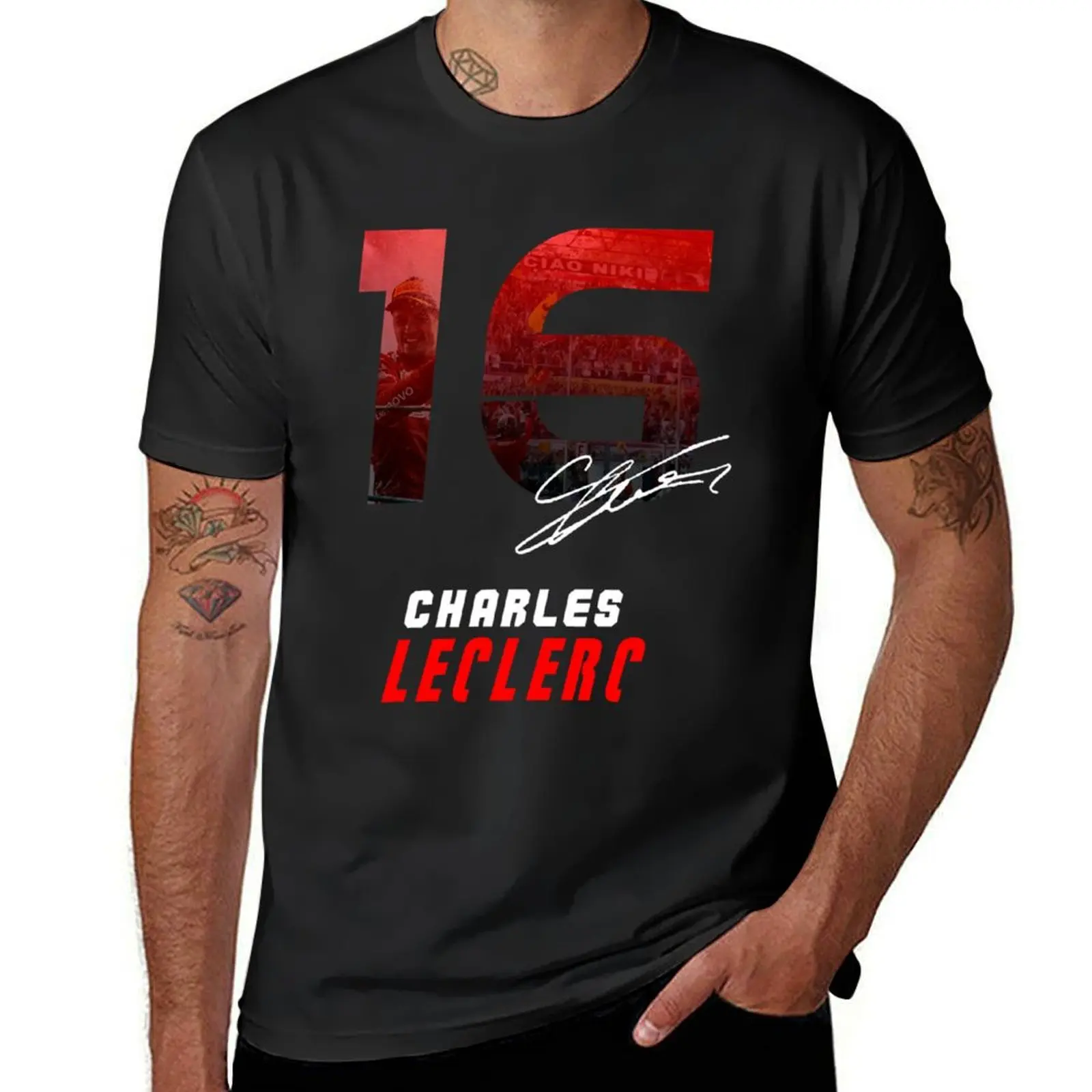 

Charles Leclerc T-Shirt customs boys animal print Short sleeve tee mens graphic t-shirts funny