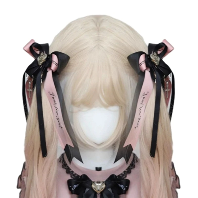 Presilhas cabelo para empregada anime, presilha cabelo com laço, cosplay, grampo cabelo, tema menina, clipe